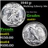Image 1 : 1941-p Walking Liberty Half Dollar 50c Grades Choice+ Unc