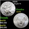Image 1 : 2019 Silver Eagle Dollar $1 Grades ms70, Perfection