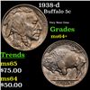 Image 1 : 1938-d Buffalo Nickel 5c Grades Choice+ Unc