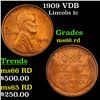Image 1 : 1909 VDB Lincoln Cent 1c Grades GEM+ Unc RD