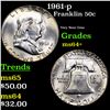 Image 1 : 1961-p Franklin Half Dollar 50c Grades Choice+ Unc