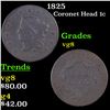 Image 1 : 1825 Coronet Head Large Cent 1c Grades vg, very good