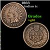 Image 1 : 1863 Indian Cent 1c Grades vg+