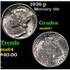 Image 1 : 1936-p Mercury Dime 10c Grades Select+ Unc