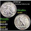 Image 1 : 1943-p Walking Liberty Half Dollar 50c Grades Select Unc