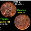 Image 1 : 1936-p Lincoln Cent 1c Grades GEM+ Unc RB