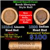 Image 1 : Mixed small cents 1c orig shotgun roll, 1916-d Wheat Cent, 1898 Indian Cent other end, Brinks Wrappe