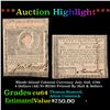 Image 1 : ***Auction Highlight*** Rhode Island Colonial Currency July 2nd, 1780 4 Dollars (4d) Fr-RI285 Printe