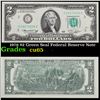 Image 1 : 1976 $2 Green Seal Federal Reserve Note Grades Gem CU