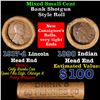 Image 1 : Mixed small cents 1c orig shotgun roll, 1917-d Wheat Cent, 1890 Indian Cent other end, Brinks Wrappe