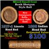 Image 1 : Mixed small cents 1c orig shotgun roll, 1917-d Wheat Cent, 1898 Indian Cent other end, Brinks Wrappe