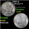 Image 1 : 1887-p Morgan Dollar $1 Grades GEM Unc