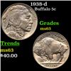 Image 1 : 1938-d Buffalo Nickel 5c Grades Select Unc