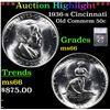 Image 1 : ***Auction Highlight*** 1936-s Cincinnati Old Commem Half Dollar 50c Graded ms66 By SEGS (fc)