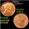 Image 1 : 1931-p Lincoln Cent 1c Grades GEM+ Unc RB