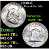 Image 1 : 1948-d Franklin Half Dollar 50c Grades Select Unc+ FBL