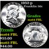 Image 1 : 1952-p Franklin Half Dollar 50c Grades Choice Unc FBL