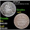 Image 1 : 1839-p Seated Liberty Half Dime 1/2 10c Grades vg+