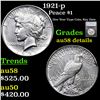Image 1 : 1921-p Peace Dollar $1 Graded au58 details By SEGS