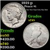 Image 1 : 1921-p Peace Dollar $1 Grades xf+