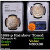 Image 1 : NGC 1888-p Morgan Dollar Rainbow Toned $1 Graded ms63 By NGC