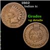 Image 1 : 1862 Indian Cent 1c Grades vg details