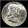 Image 2 : 1957-d Franklin Half Dollar 50c Grades GEM FBL