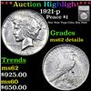 Image 1 : ***Auction Highlight*** 1921-p Peace Dollar $1 Graded ms62 details By SEGS (fc)