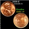 Image 1 : 1958-d Lincoln Cent 1c Grades Gem+ Unc RD