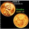 Image 1 : 1958-d Lincoln Cent 1c Grades Gem+ Unc RD