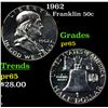 Image 1 : Proof 1962 Franklin Half Dollar 50c Grades GEM Proof