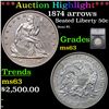 Image 1 : ***Auction Highlight*** 1874 arrows Seated Half Dollar 50c Graded ms63 By SEGS (fc)