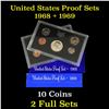 Image 1 : Group of 2 United States Mint Proof Sets 1968-1969 10 coins