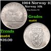 Image 1 : 1964 Norway 10 Kroner 10k KM-413 Grades Choice Unc