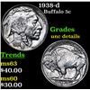 Image 1 : 1938-d Buffalo Nickel 5c Grades Unc Details