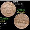Image 1 : 1860 Indian Cent 1c Grades vf details