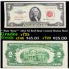 Image 1 : **Star Note** 1953 $2 Red Seal United States Note Grades vf+
