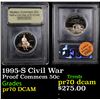 Image 1 : Proof 1995-S Civil War Modern Commem Half Dollar 50c Graded GEM++ Proof Deep Cameo By USCG