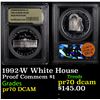 Image 1 : Proof 1992-W White House Modern Commem Dollar $1 Graded GEM++ Proof Deep Cameo By USCG