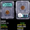 Image 1 : Proof 1890 Indian Cent 1c Graded pr62 bn By ICG
