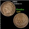 Image 1 : 1863 Indian Cent 1c Grades vg+