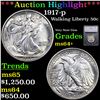***Auction Highlight*** 1917-p Walking Liberty Half Dollar 50c Graded ms64+ By SEGS (fc)
