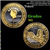 Silver Gaming token with 24K heavy gold electroplate $20 Caesars Atlantic City, NJ Grades NG
