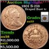 ***Auction Highlight*** 1801 Draped Bust Large Cent S-216 1c Graded au53 By SEGS (fc)