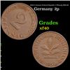 1950-G German Federal Republic 2 Pfennig KM-106 Grades xf
