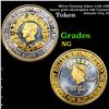 Silver Gaming token with 24K heavy gold electroplate $40 Caesars Atlantic City, NJ Grades NG