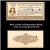 May 1 1934 $1 Depression Scrip, City of Long Branch NJ Grades NG