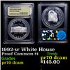 Image 1 : Proof 1992-w White House Modern Commem Dollar $1 Graded GEM++ Proof Deep Cameo BY USCG