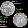 Image 1 : 1882 Shield Nickel 5c Grades vf+