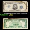 1934A $5 Blue Seal Silver Certificate Grades vf+